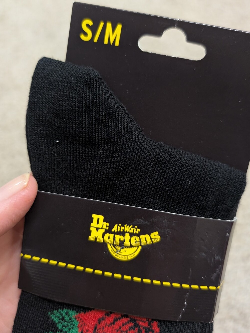 🌹Dr. Martens Black Double Rose Crew Sock Socks - Picture 3 of 5